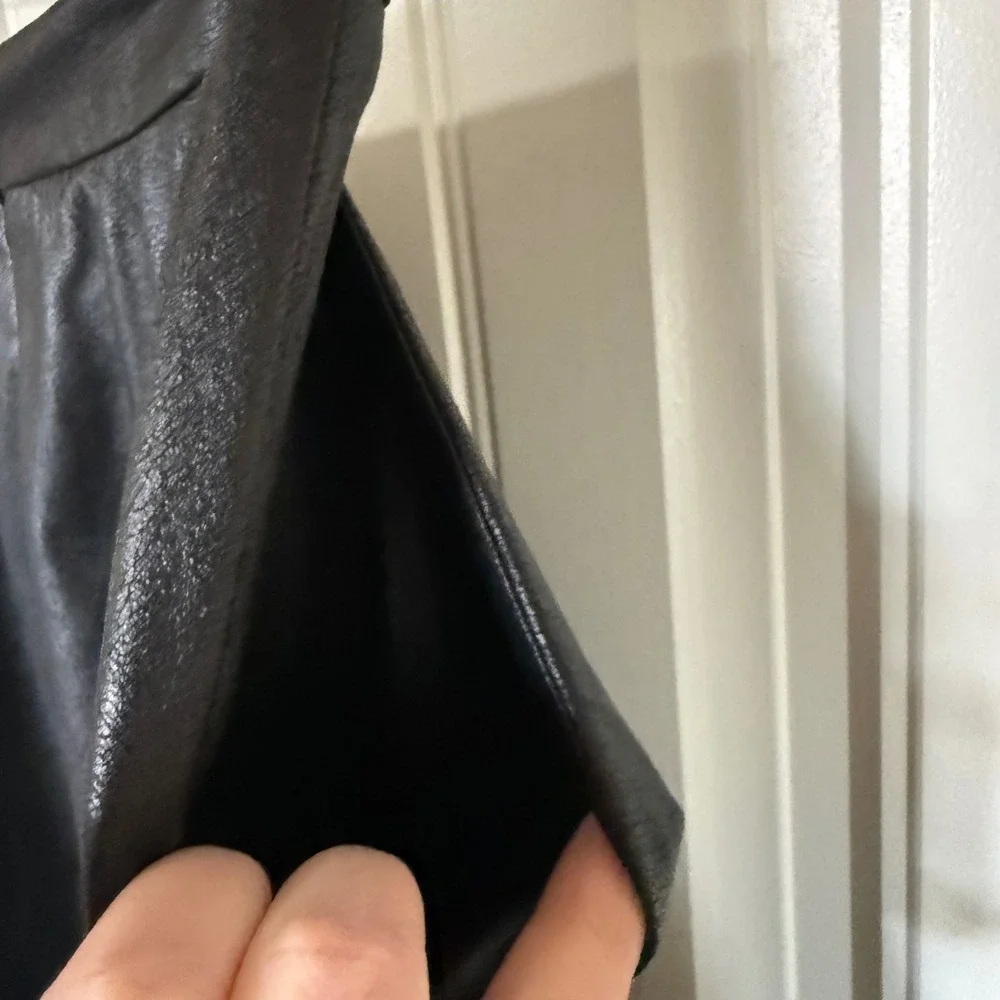 Search for Sanity Black Faux Leather A-Line Midi Skirt with Pockets Size 4‎